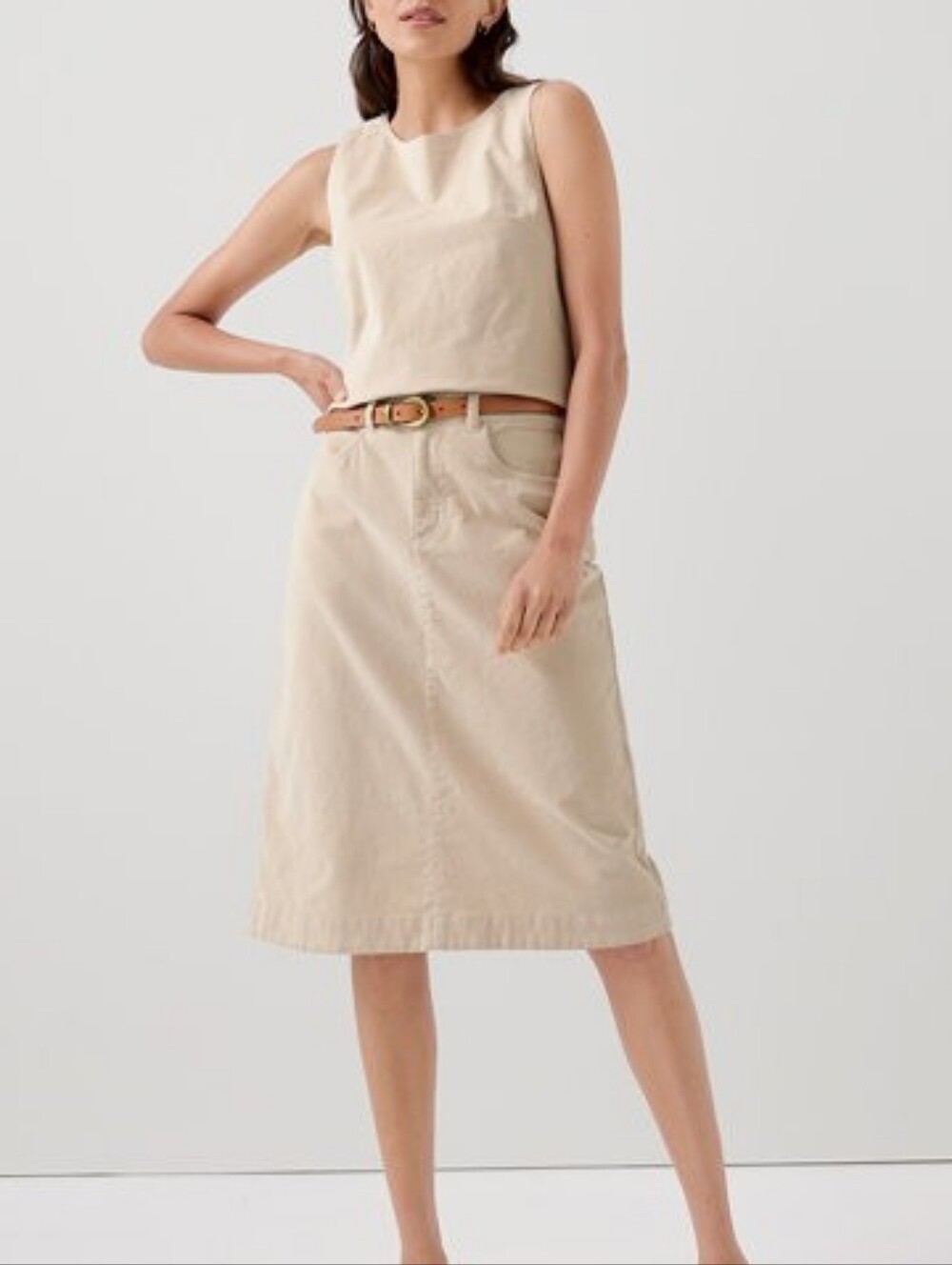 Pact: Sandshell Midi Skirt with A-Line Silhouette